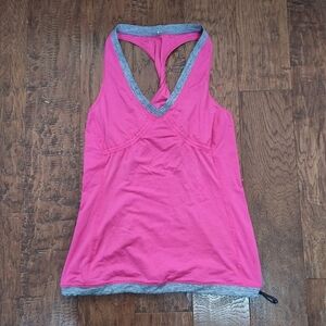 Lululemon Personal Best Singlet sz 6 Senorita Pink/Static Coal Tank Top Twist